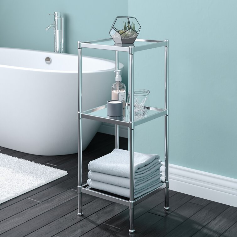 Glass and chrome bathroom deals shelf unit